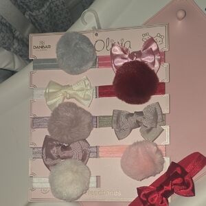 Kids Hair Accessories Set - Pink, Red, Gray, Cream